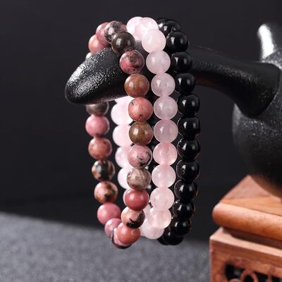 Bracelet Perle - CrystalBracelets™ - Rose Noir