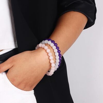 Bracelet Perle - CrystalBracelets™ - Rose Violet