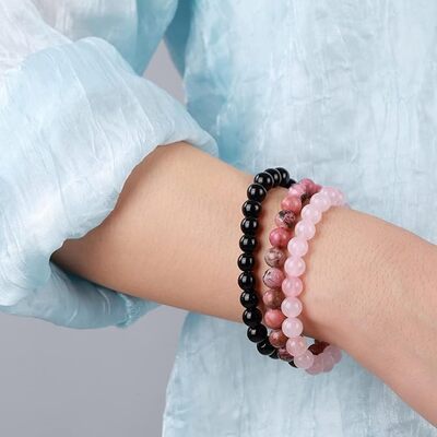 Bracelet Perle - CrystalBracelets™ - Rose Noir