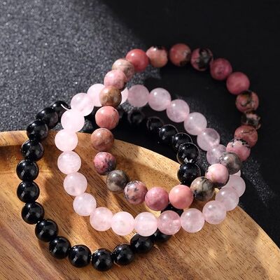 Bracelet Perle - CrystalBracelets™ - Rose Noir