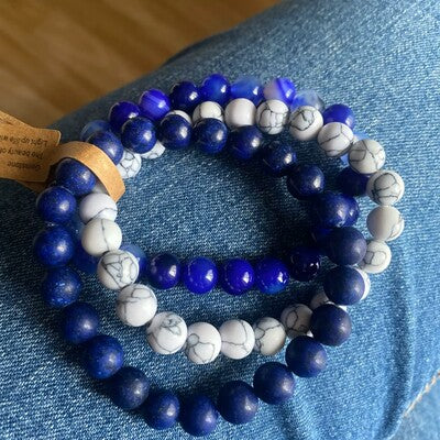 Bracelet Perle - CrystalBracelets™ - Bleu