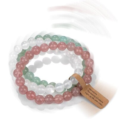 Bracelet Perle - CrystalBracelets™ - Rose Menthe