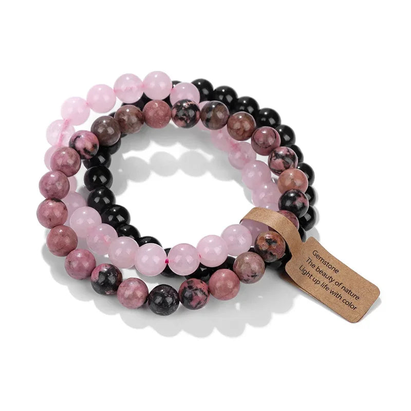 Bracelet Perle - CrystalBracelets™ - Rose Noir