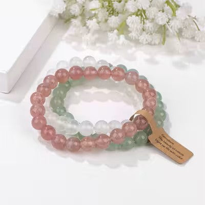 Bracelet Perle - CrystalBracelets™ - Rose Menthe